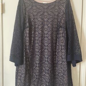 Emma & Michele Navy Long Sleeve Dress